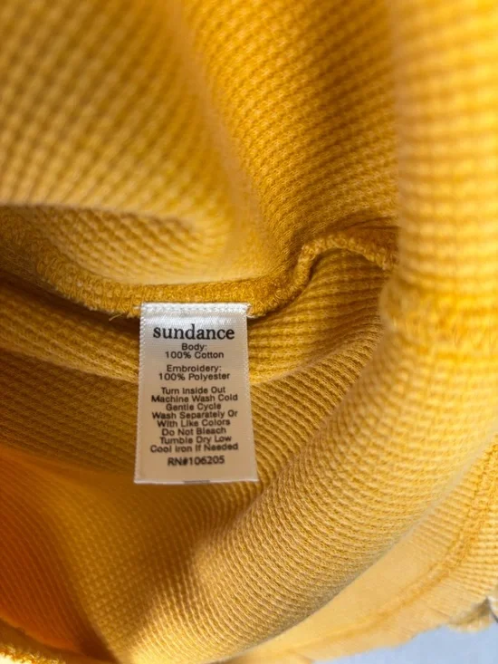 NWT Sundance Women XL Mustard Aztec Embroidered Waffle Knit Thermal Top - Picture 6 of 11